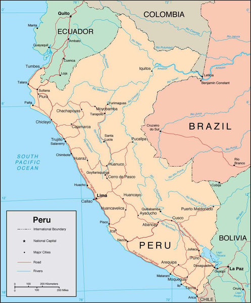 Digital Peru map in Adobe Illustrator vector format