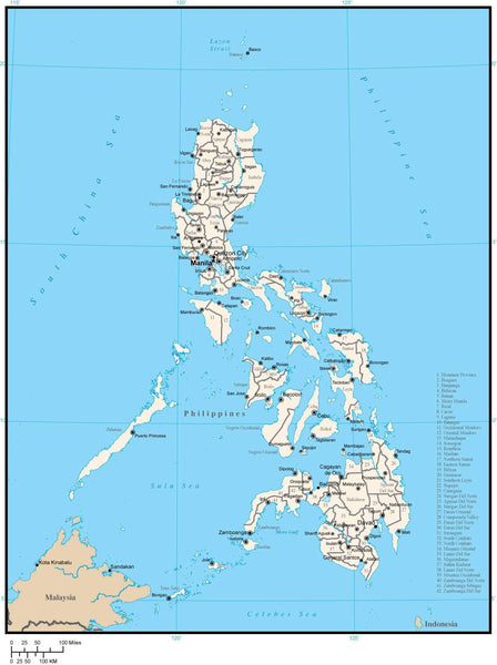 Philippines Map with Province Areas in Adobe Illustrator Format