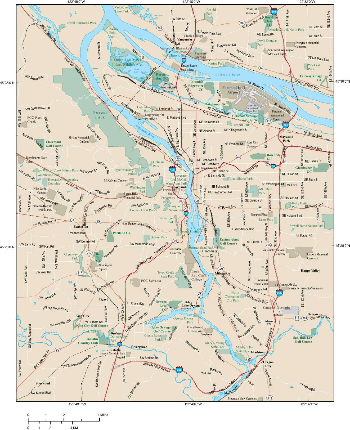 Portland Metropolitan Area Map Portland Map Adobe Illustrator Vector Format