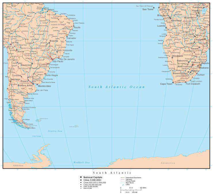 Map Of South Atlantic Ocean Islands 