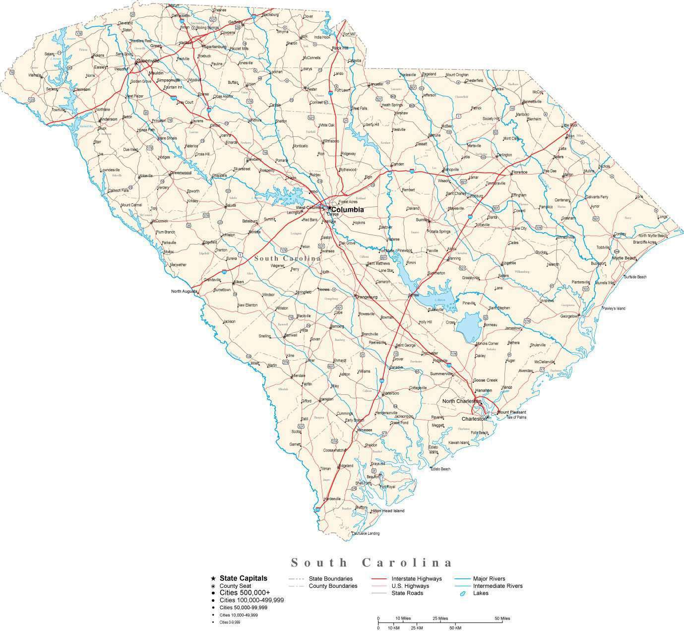 Map Of South Carolina Cities 5196