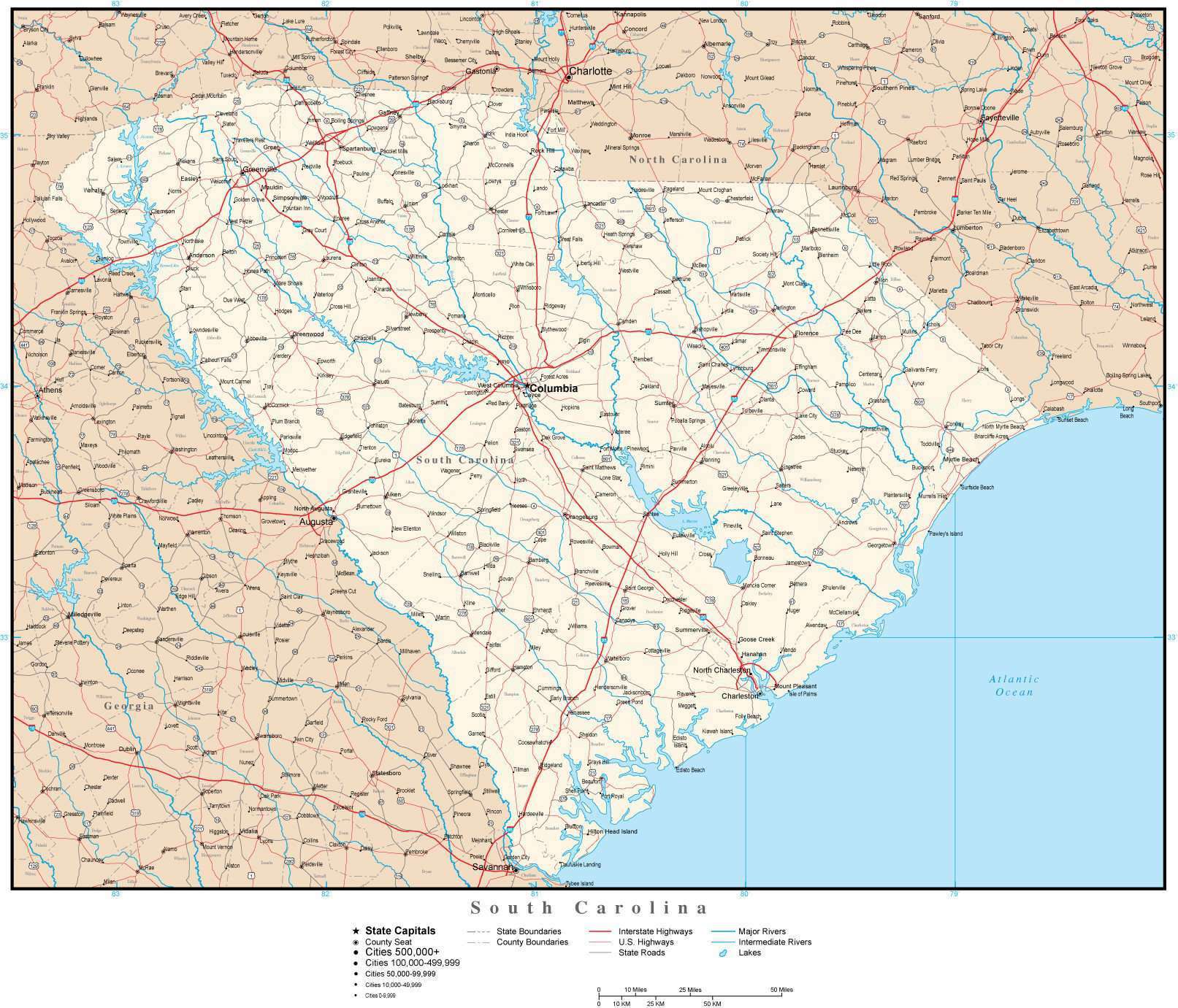 South Carolina Map and Cities Mapsof glossy - anacollege