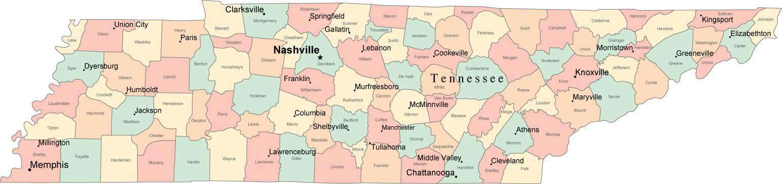 multi-color-tennessee-map-with-counties-capitals-and-major-cities