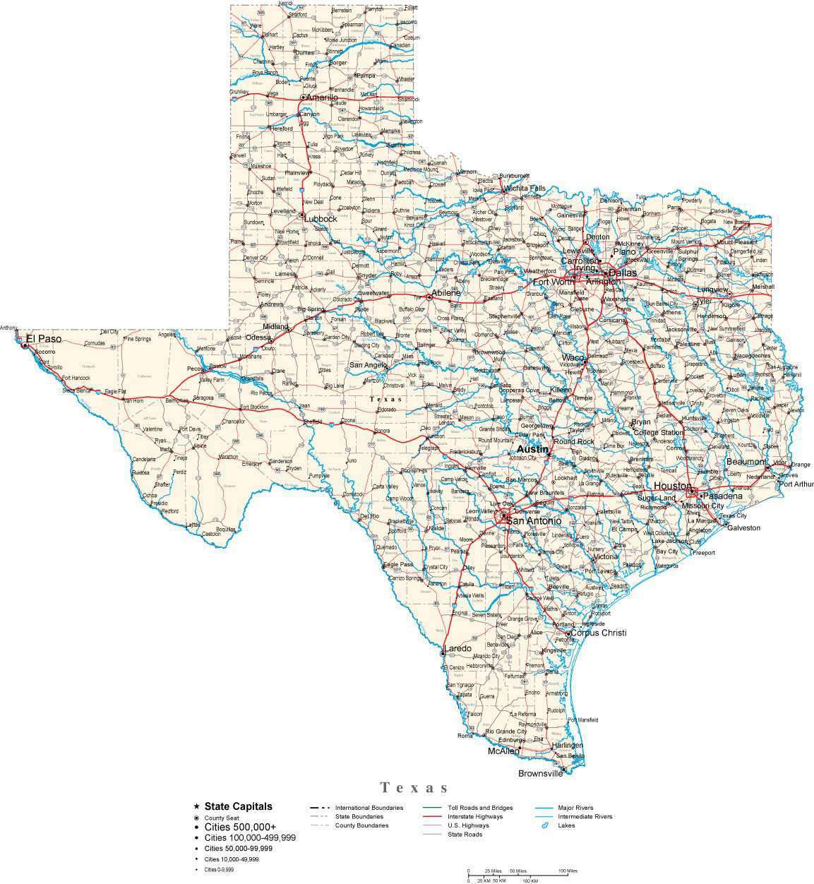 Texas State Map in Fit-Together Style to match other states – Map Resources