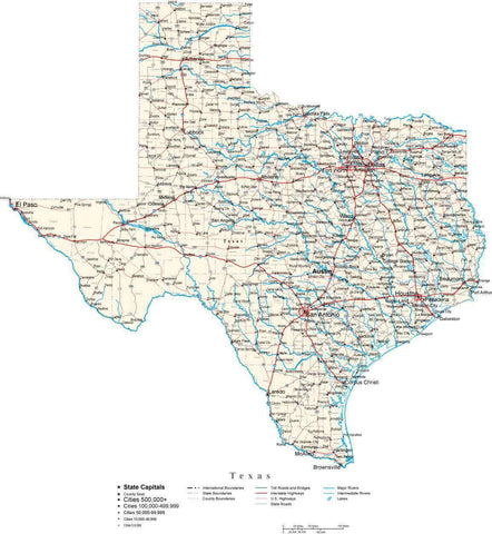 Texas State Map in Fit-Together Style to match other states
