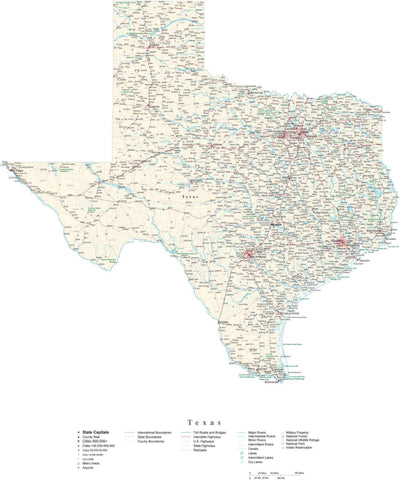 Texas Detailed Cut-Out Style State Map in Adobe Illustrator Vector ...