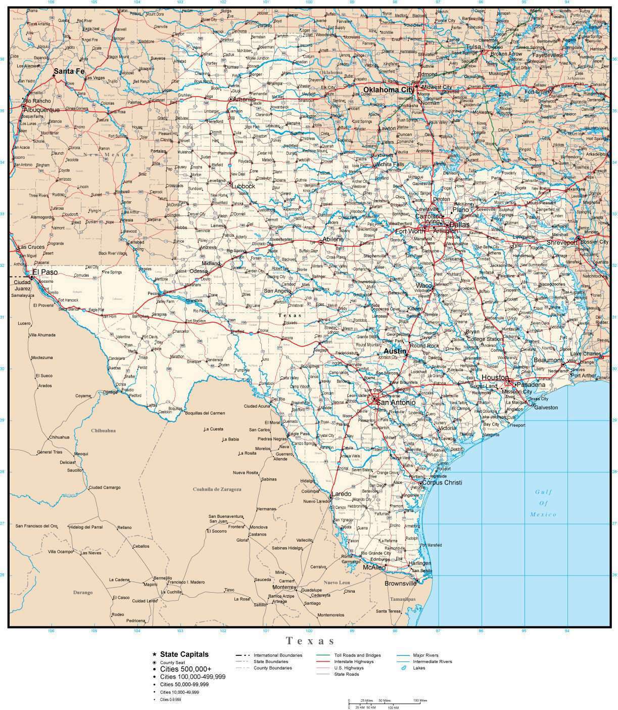 Texas map in Adobe Illustrator vector format – Map Resources