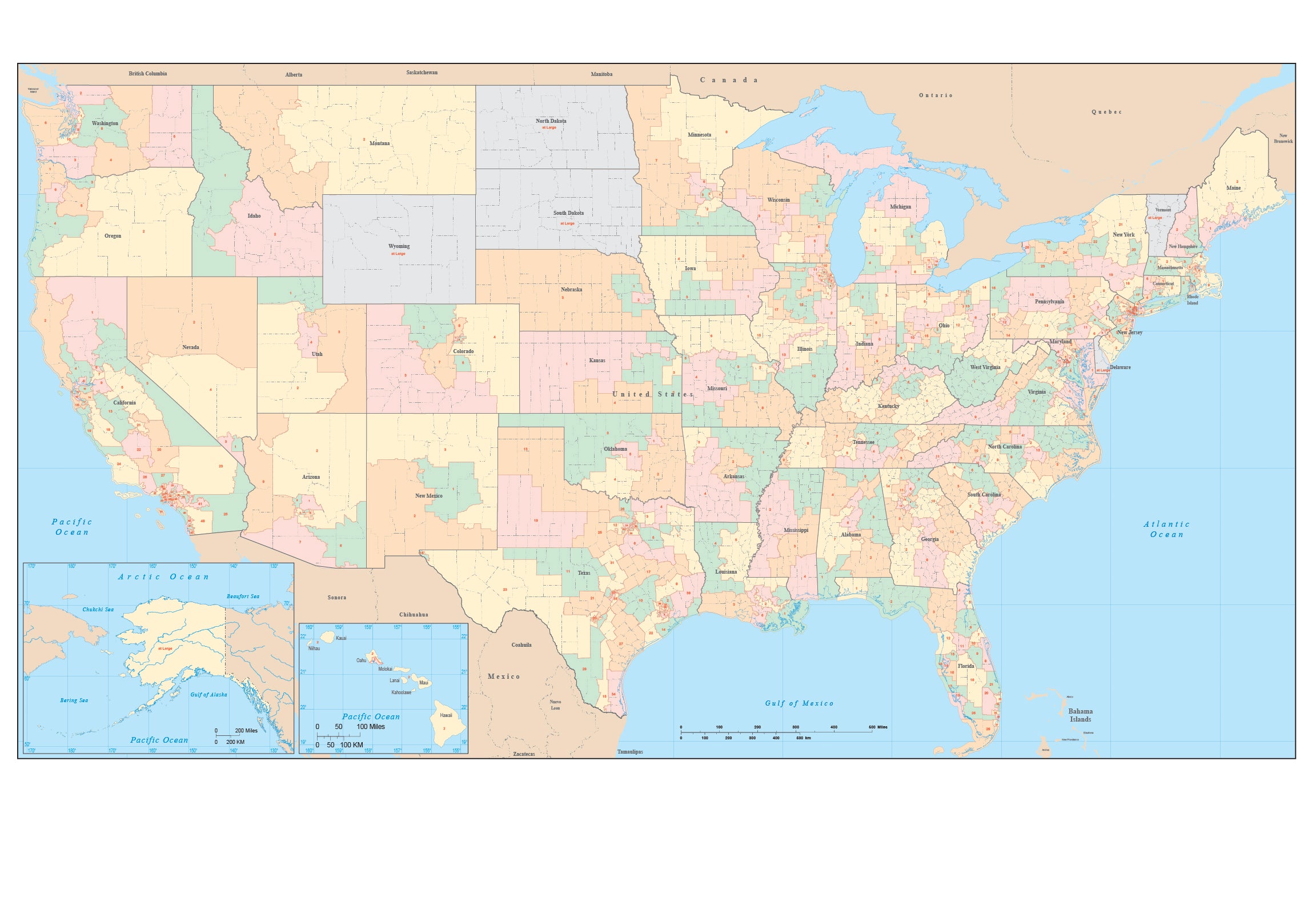 Usa Map With Congressional Districts And Counties Adobe Illustrator 3069