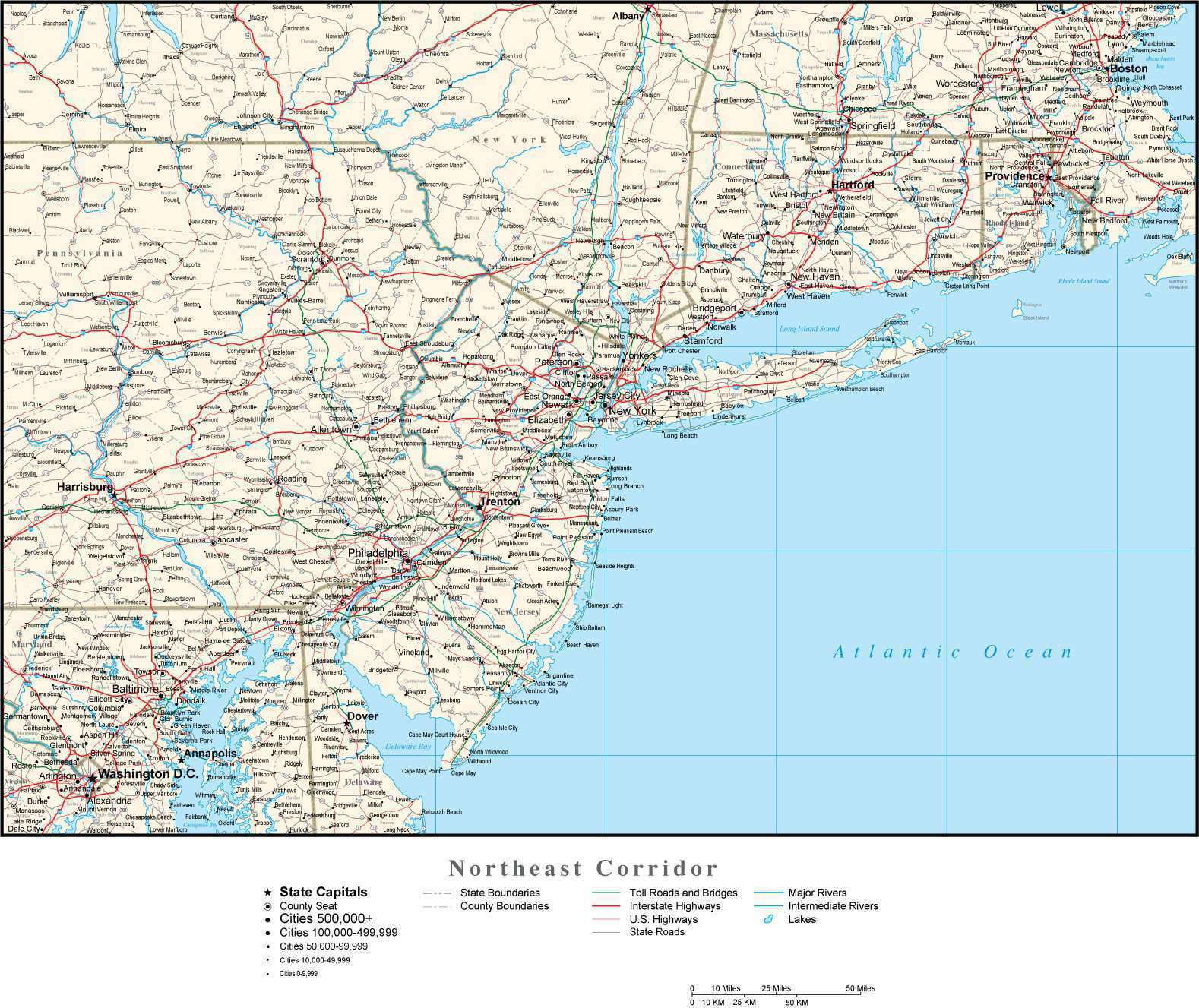 Northeastern Us Canada Border Map   USA NE 192774 