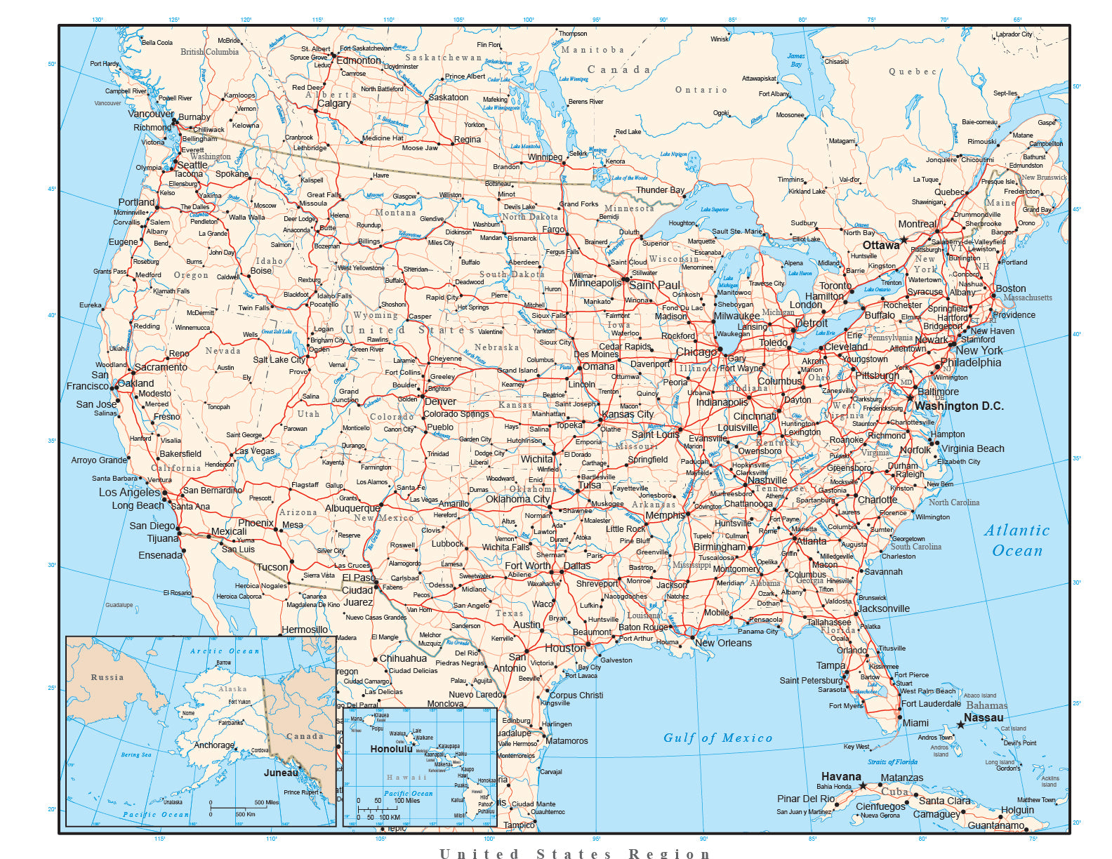 Map Of The United States Cities United States Map with States, Capitals, Cities, & Highways