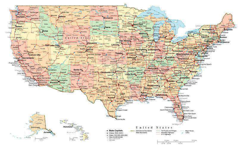 Usa Map In Adobe Illustrator Vector Format Platte Carre Projection 6998