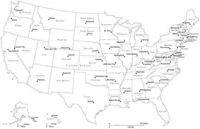 Black And White Usa Map In Adobe Illustrator Vector Format