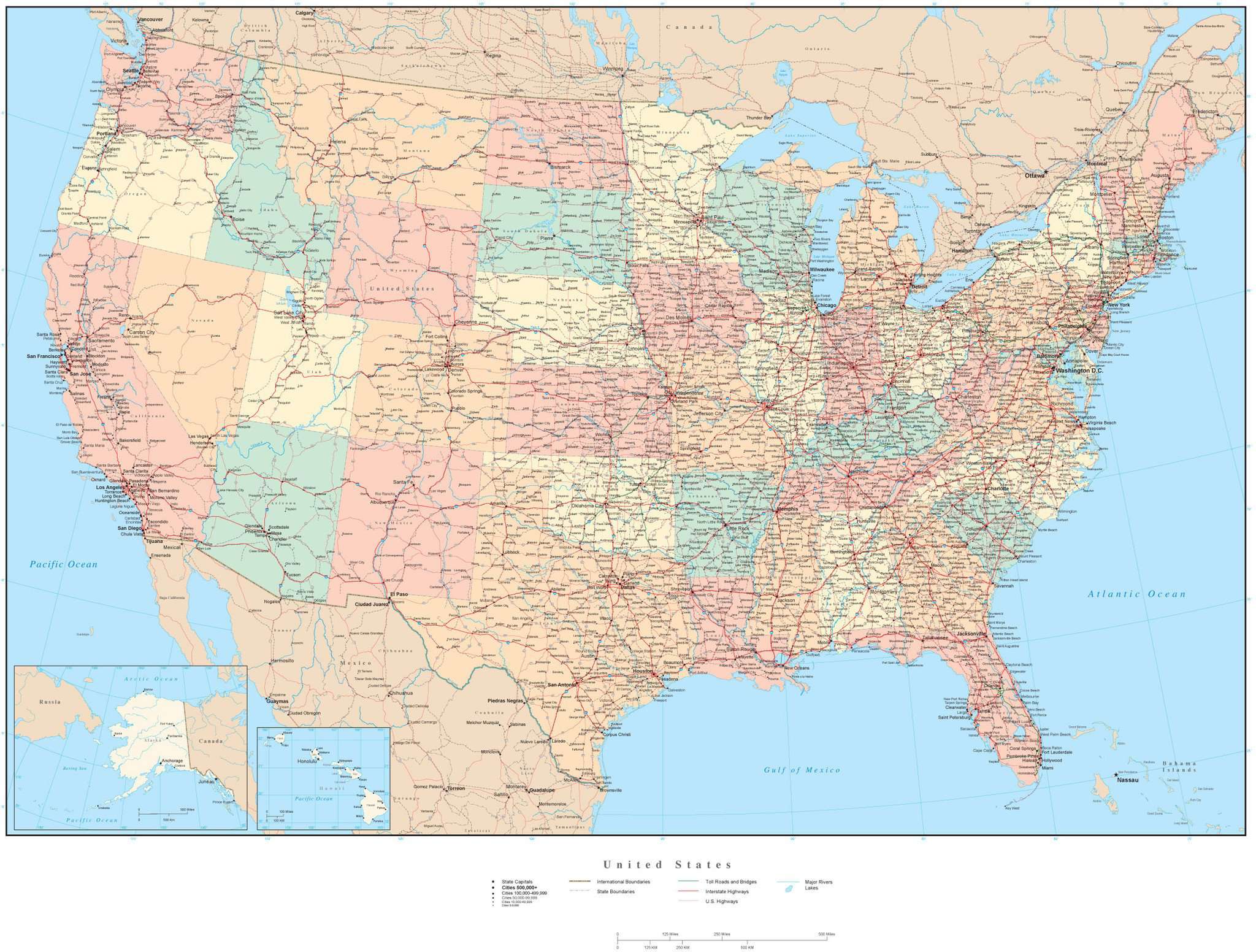 United States Railroad map in Adobe Illustrator vector format