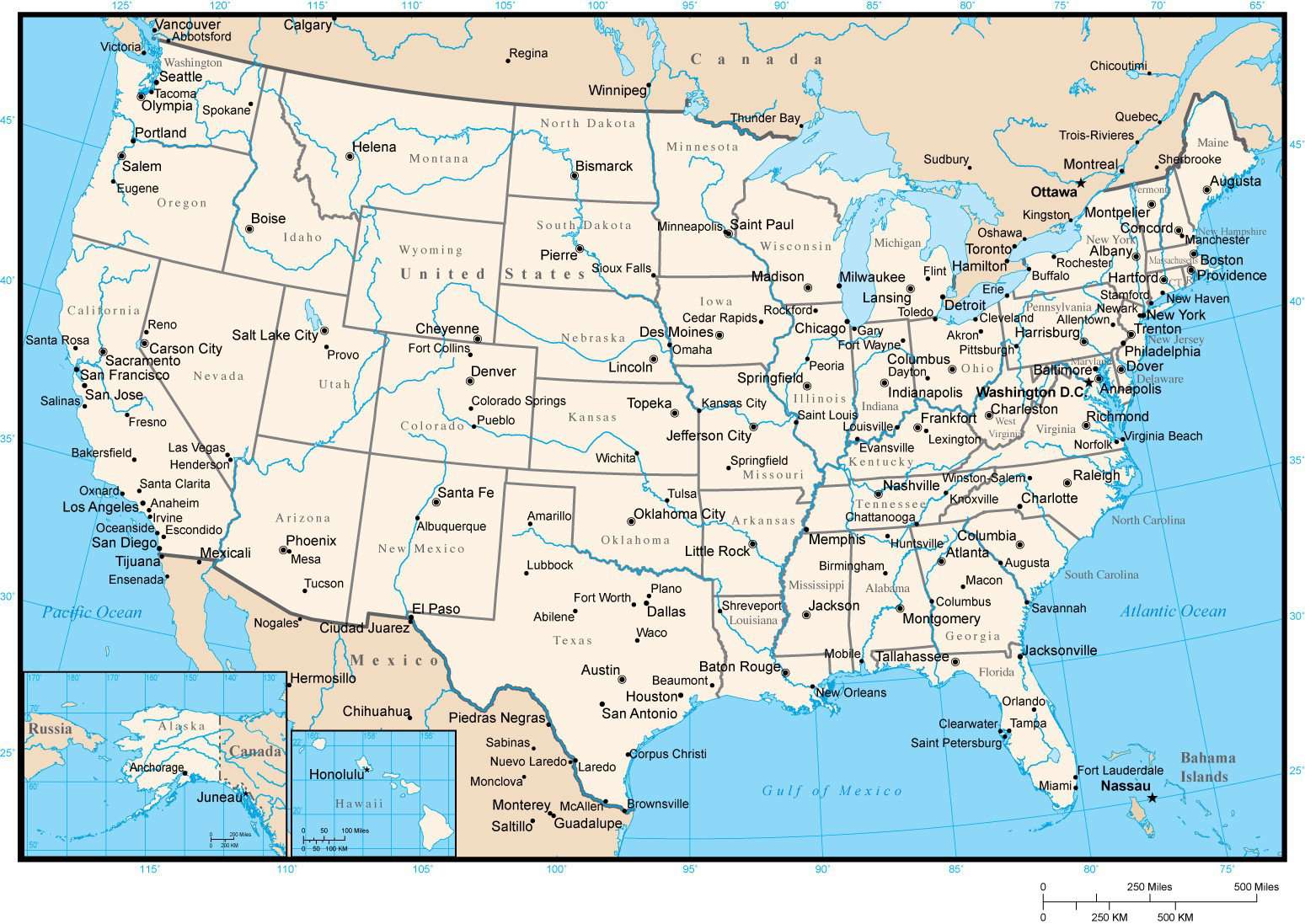 United State Map With Capitals