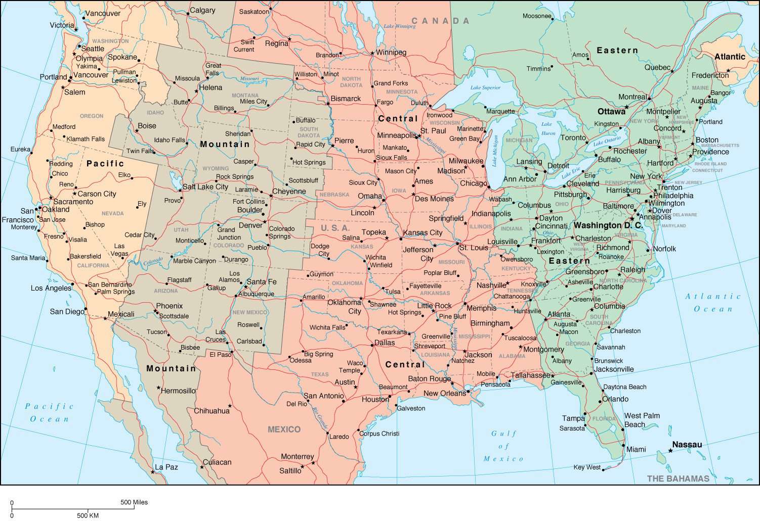 us time zone map with cities