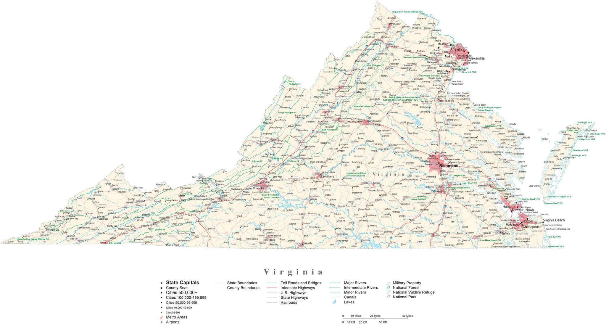 Printable Virginia Map With Cities