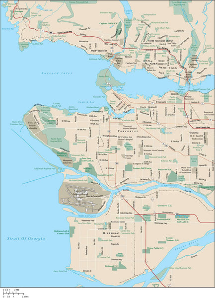 Vancouver Map Adobe Illustrator vector format
