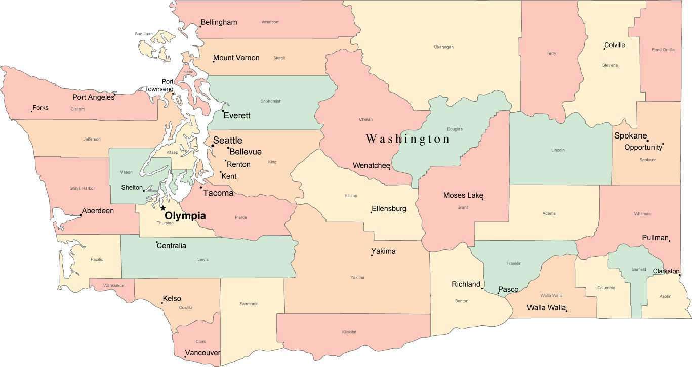 Labeled Map Of Washington With Capital And Cities Porn Sex Picture 8815