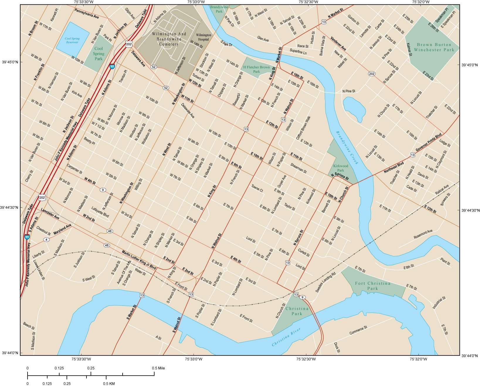 Map Of Downtown Wilmington Delaware - New River Kayaking Map