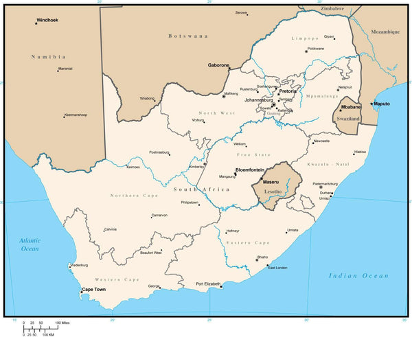 South Africa Map With Province Areas In Adobe Illustrator Format 3175