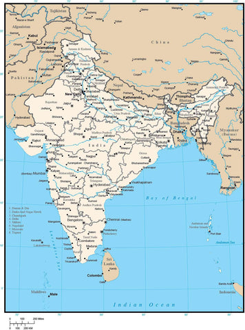 India Map with Administrative Areas and Capitals in Adobe Illustrator ...