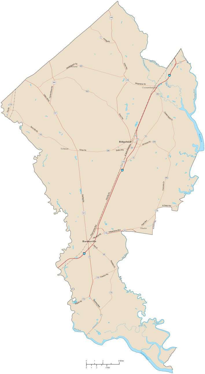 Jasper County Map With Local Streets In Adobe Illustrator Vector Format