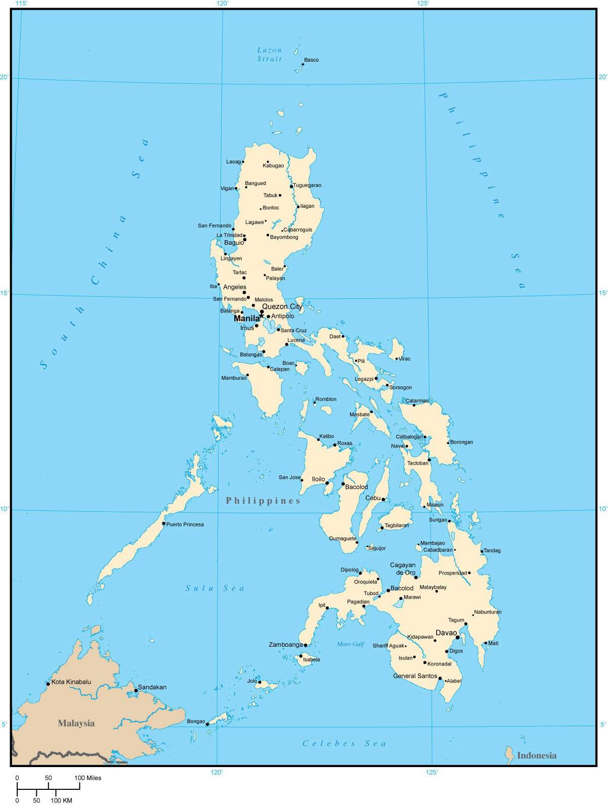 Philippines Map With Major Cities