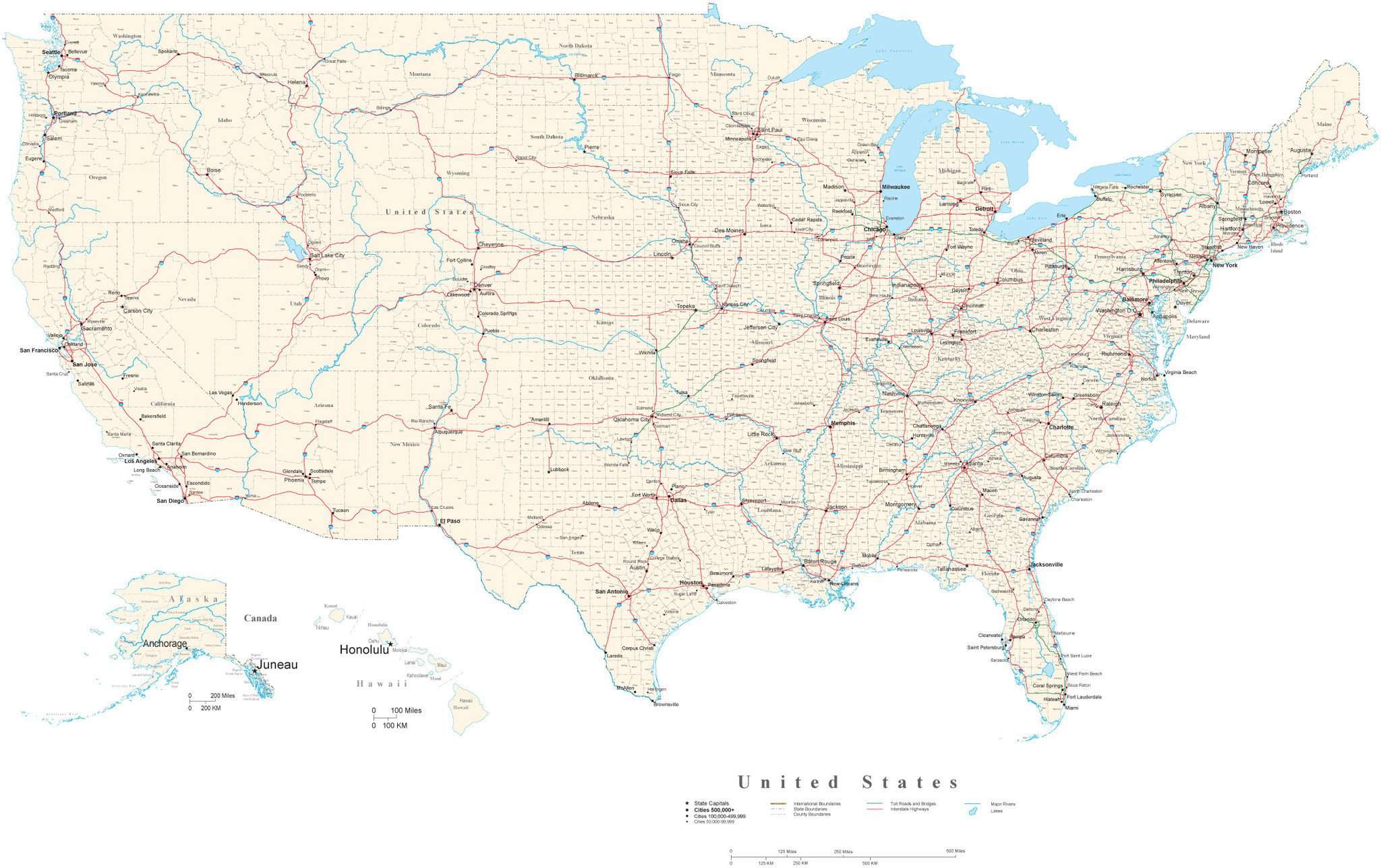 USA Detailed Map in Adobe Illustrator vector format from Map Resources ...