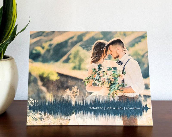 Personalized Photo Wedding  Song  on Wood 5  Year  