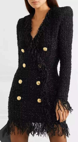 blazer dress with fringe