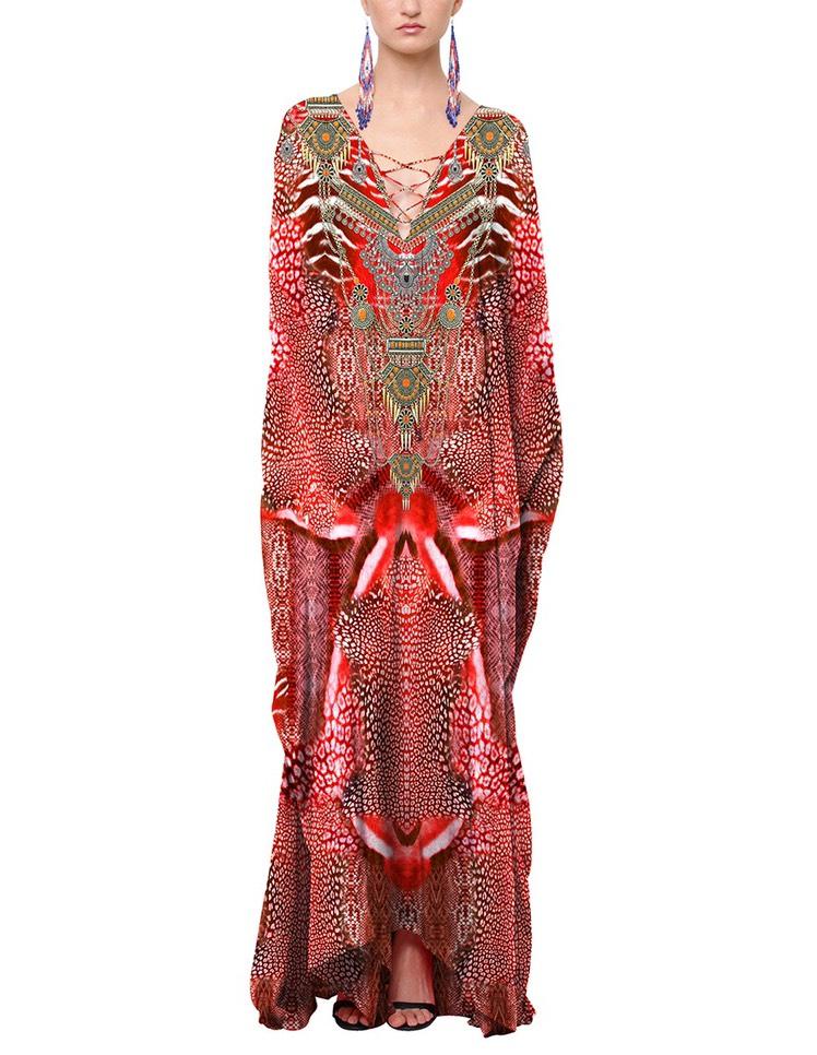 red kaftan dress