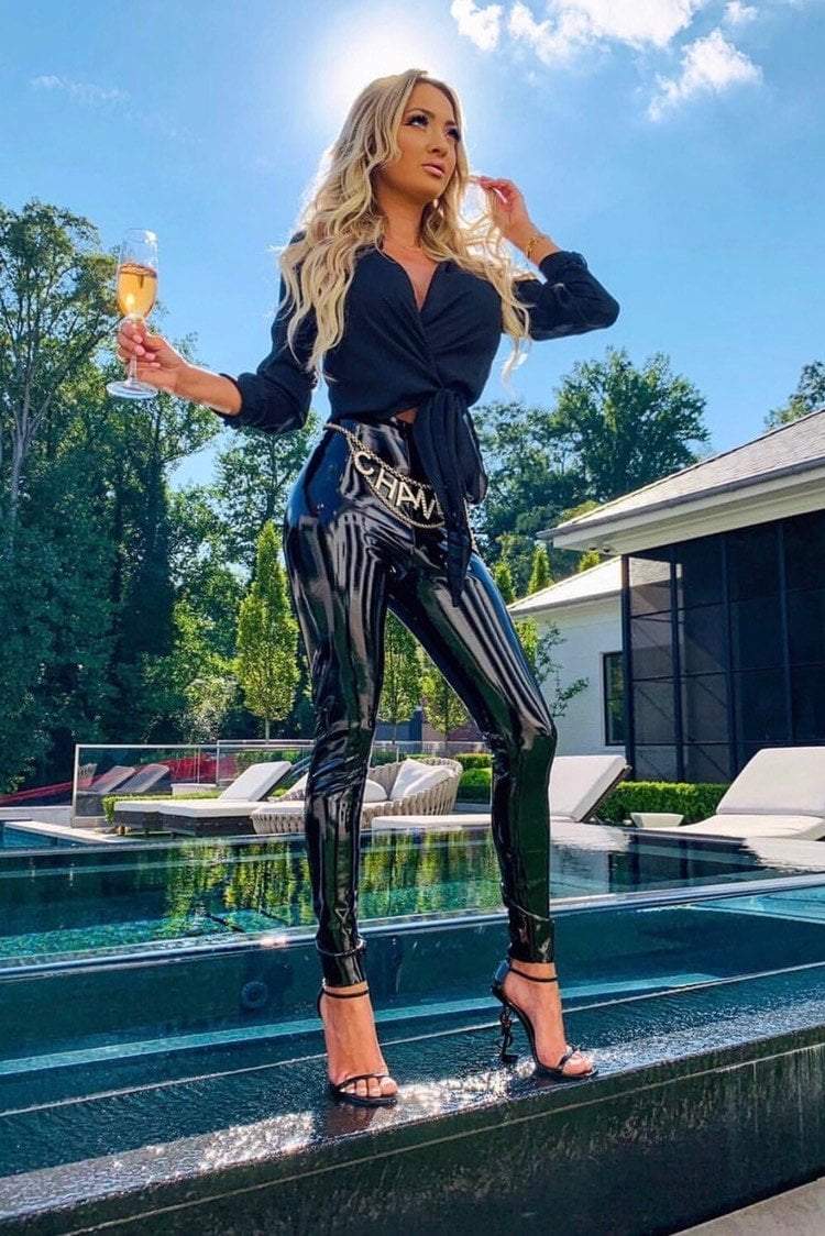 faux patent leather legging with perfect control