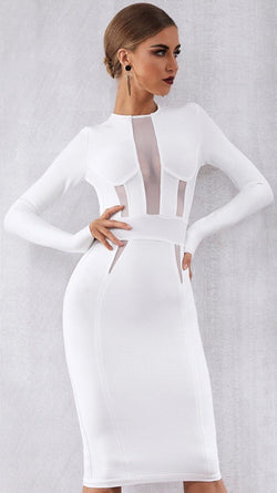 long sleeve bandage midi dress