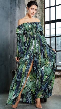 palm tree maxi dress
