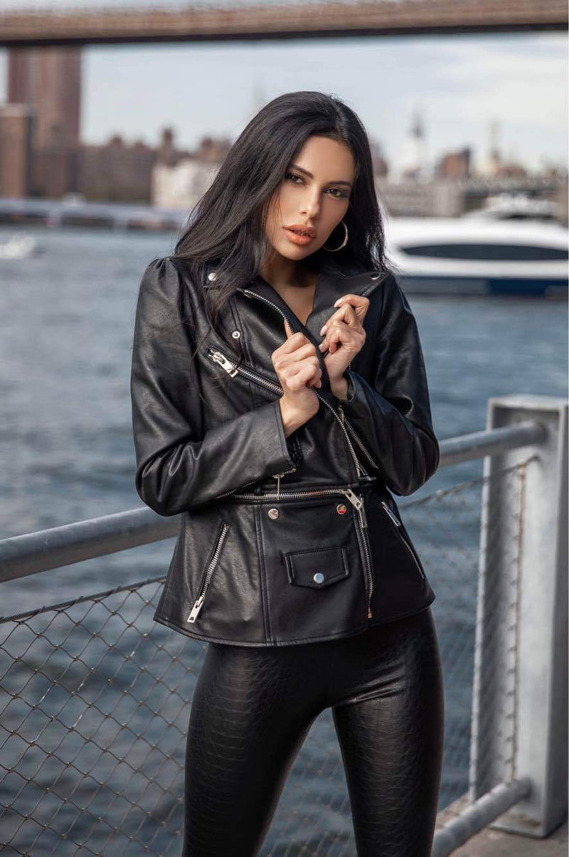 Jessica Bara Hailee Vegan Detachable Double Leather Jacket – ReveBoutique