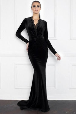 black velvet long sleeve dress