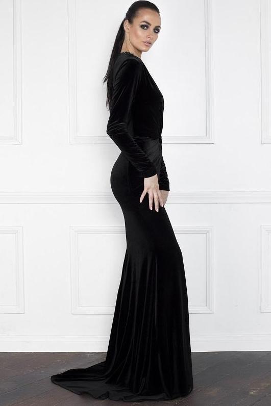 black velvet dresses with sleeves