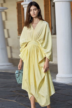 lantern sleeve midi dress