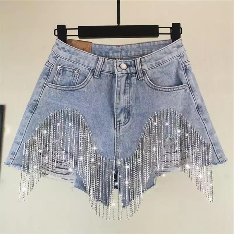 bling denim shorts