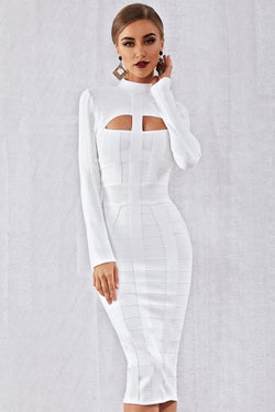 long sleeve bandage midi dress