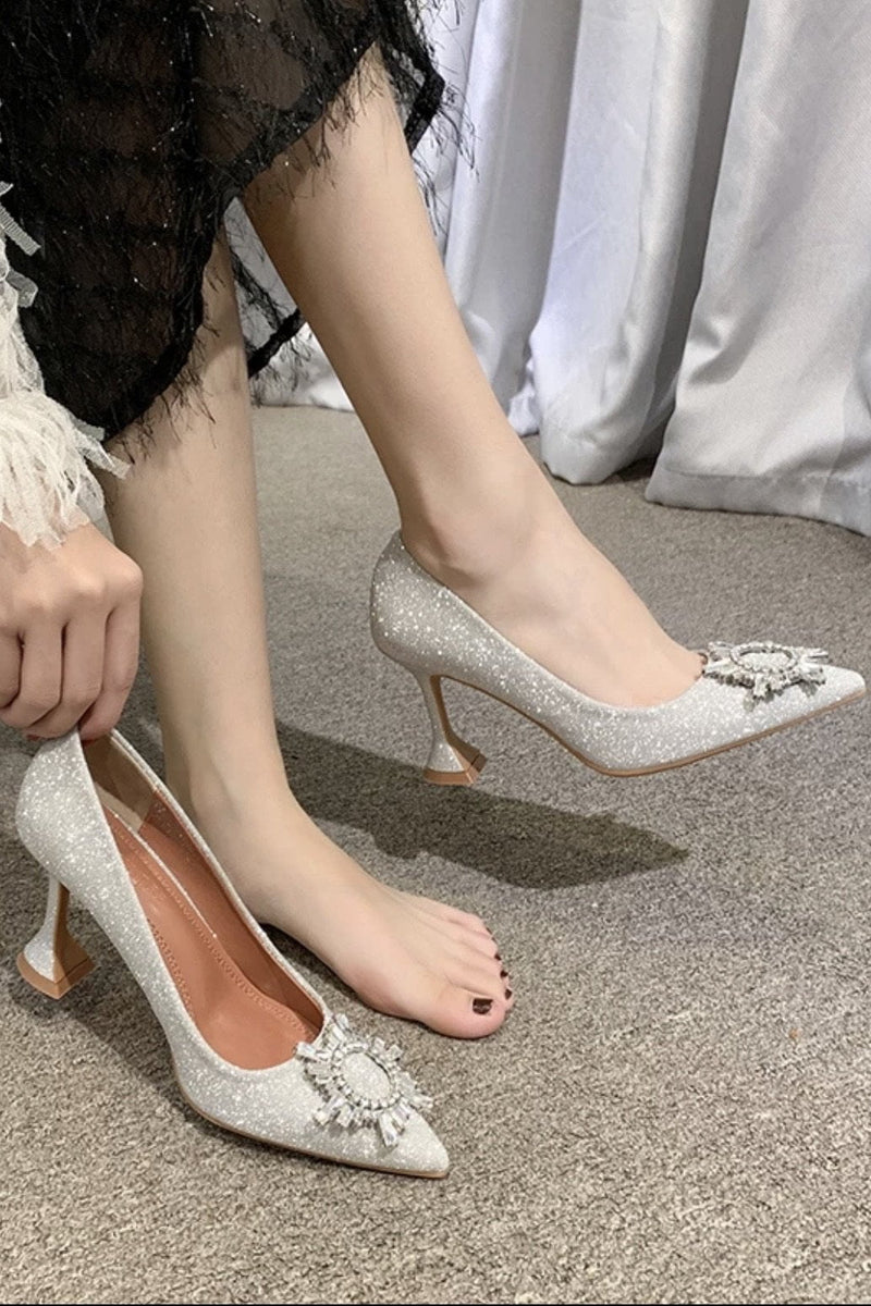 glitter pointed heels