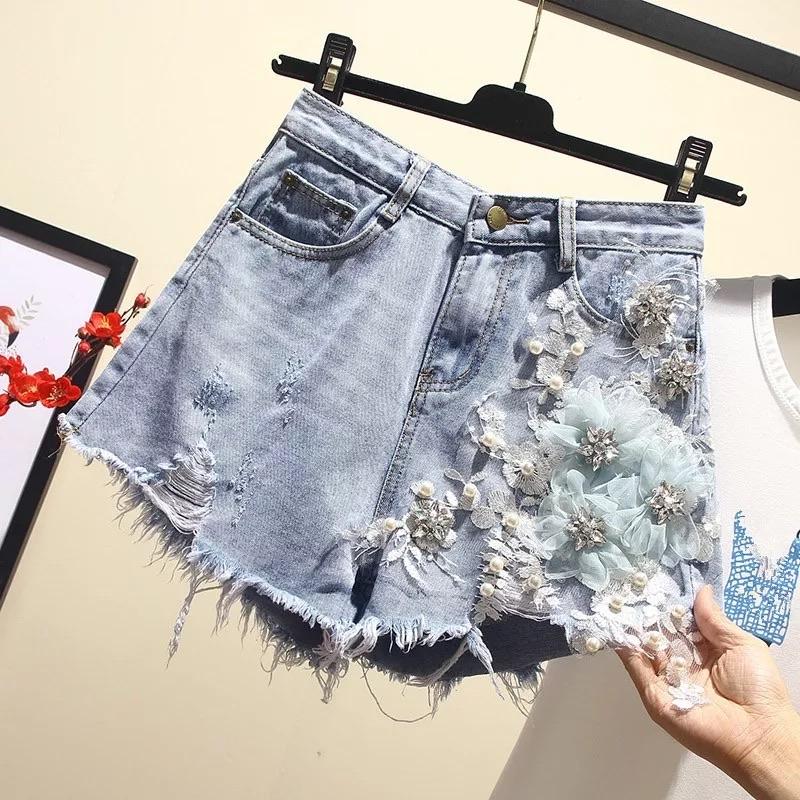 floral denim shorts