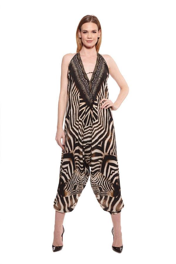 Jumpsuit - Shahida Parides Zebra Print Harem Jumpsuit