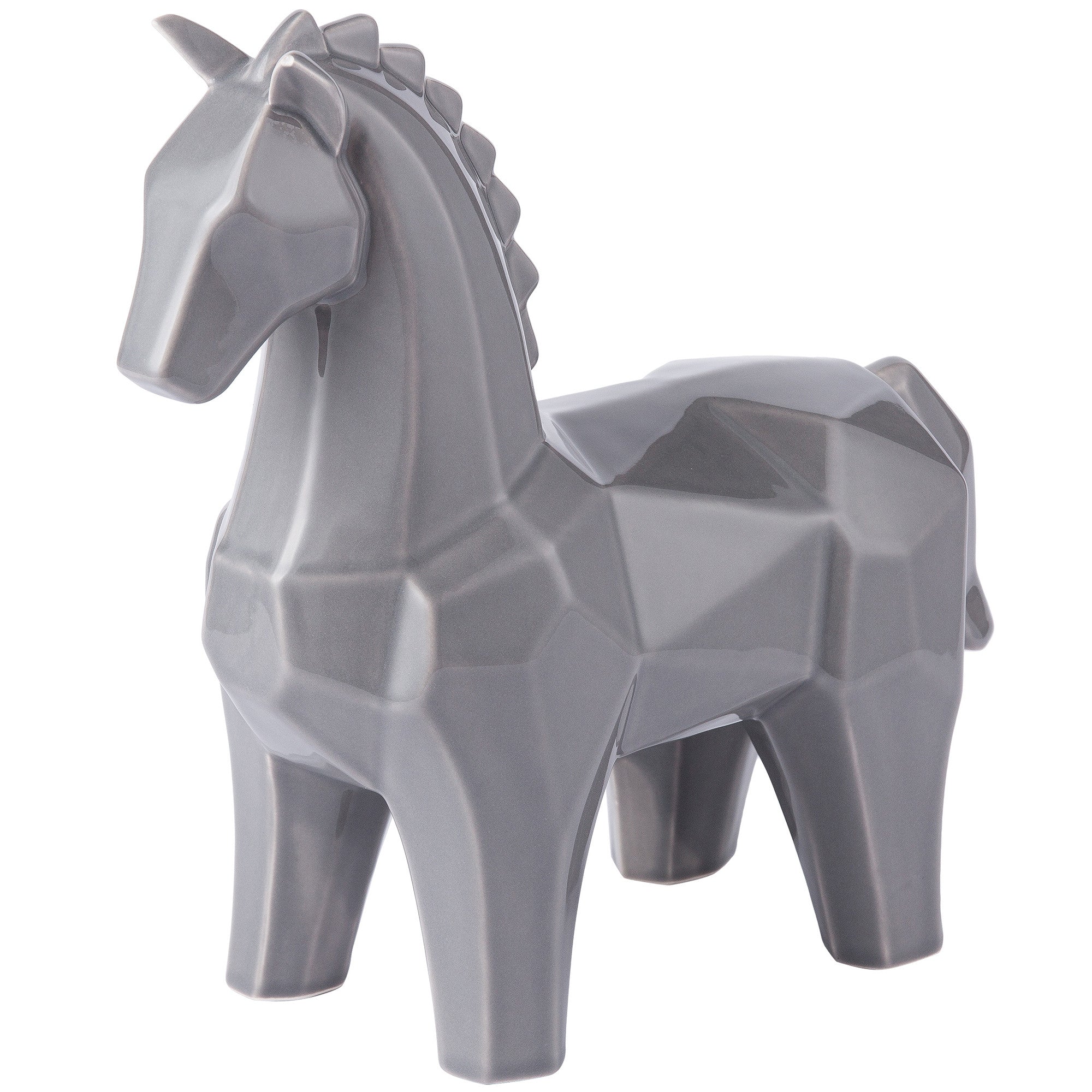 Origami Zoo 401a13gr Collectible Ceramic Horse Statue Gray