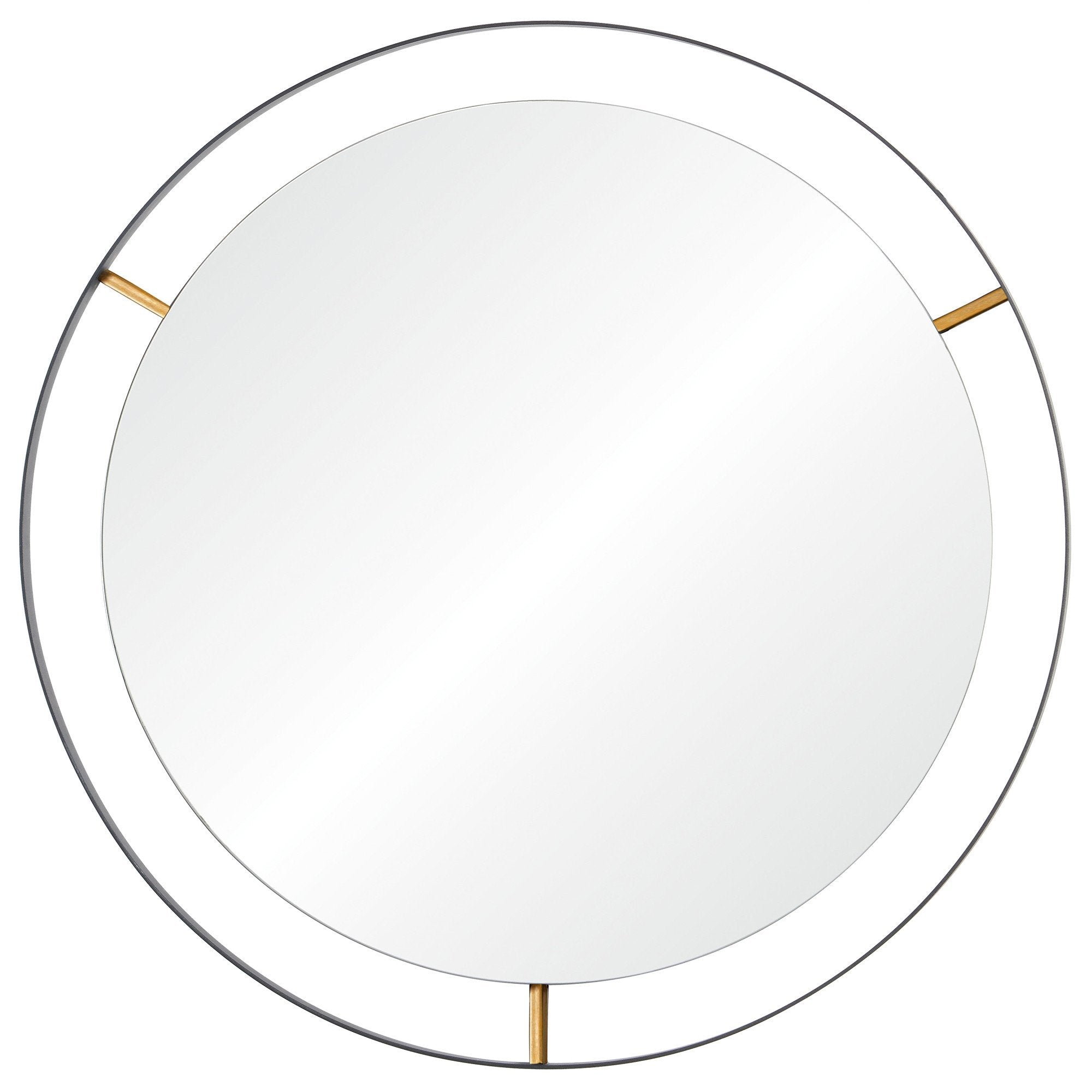 Framed 610010 30 Inch Round Wall Mirror Black With Antique Gold Varaluz