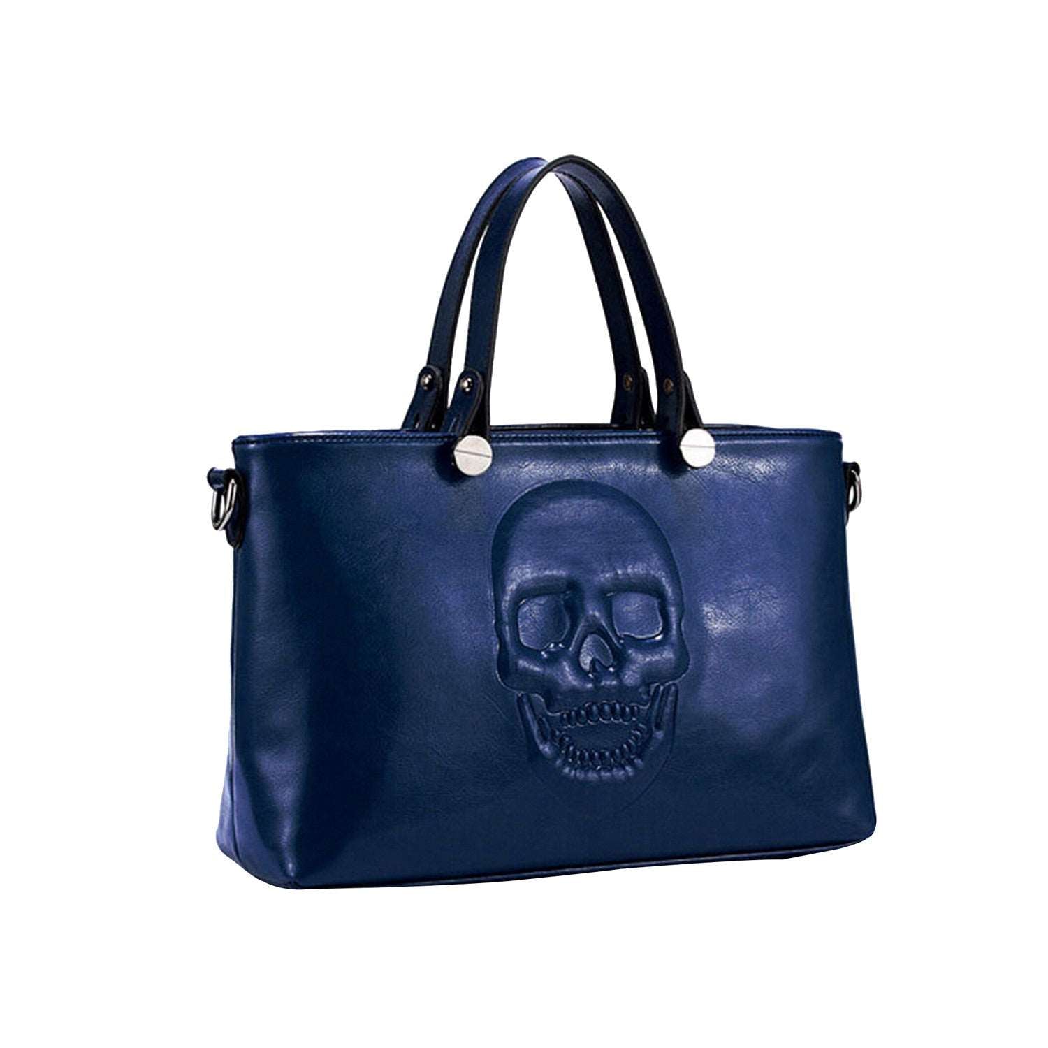 Mechaly Women's Skully Blue Vegan Leather Skull Handbag - Mechaly - Skull Handbags For Women
