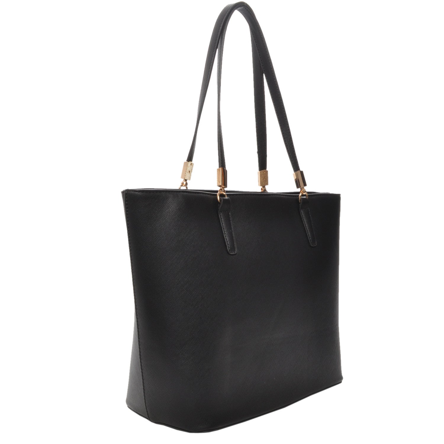 black vegan leather tote