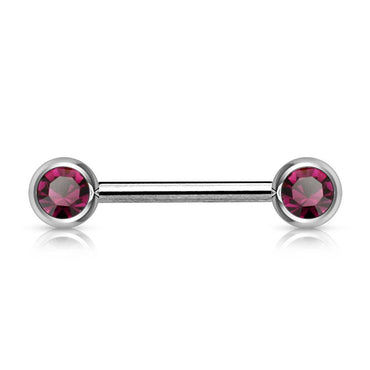 316L Surgical Steel Purple CZ Ball Gem Nipple Ring Barbell - Pierced Universe
