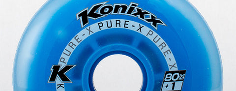 konixx pure-x indoor hockey wheels or pulsar are a great choice for playing on smooth indoor sport court on concrete surfaces