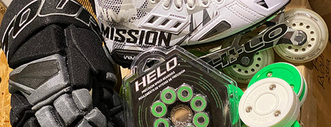 helo swiss bearings mission wm03 skates tour gloves and green biscuits are all available for the holiday season at coast to coast roller hockey shop in vancouver bc